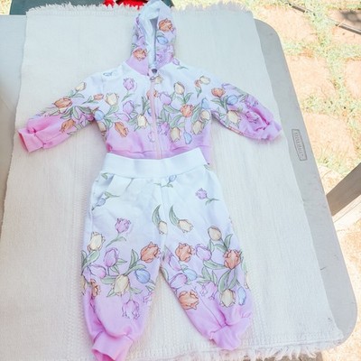 Monnalisa baby girl purple tulip print tracksuit Size 6m