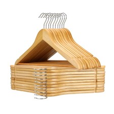 20 PCS Natural Wooden Hangers NonSlip Clothes 360 Rotating Hook Space Save