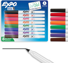 EXPO Dry Erase Markers, Low Odor Ink, Assorted Colors, Ultra Fine Tip, 8 Count -