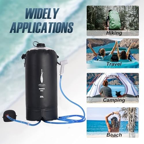 Portable Camping Shower Bag - 20L/5 Gallons Solar Shower Water Bag with Foot ... - Picture 5 of 7