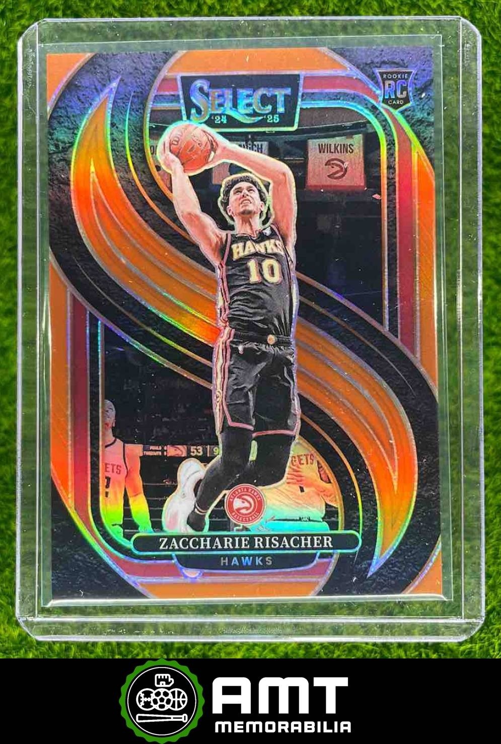 2024-25 Panini Select Zaccharie Risacher Premier Orange Prizm 64/65 Hawks RC