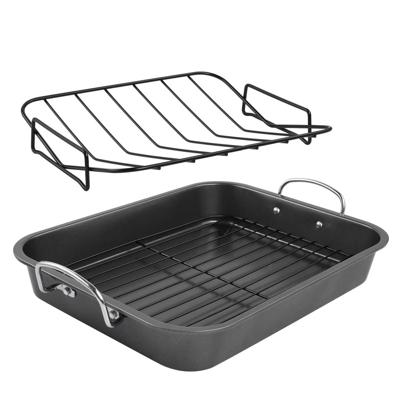 kitCom Nonstick Roasting Pan, 16.1 x 11.61 x 3.35 inches, Chocolate Brown