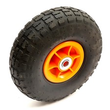 10 Inch 4.10/3.50-4 Orange Wheel & Tyre Offset Hub & Bearings Wheelbarrow Barrow