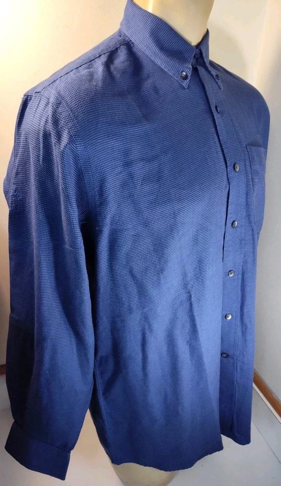 Cutter & Buck Shirt Medium M Long Sleeve Button Up Blue Black Geometric  - Image 4 of 4