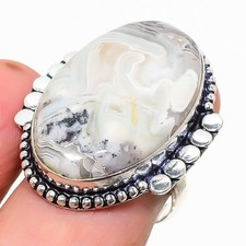 Natural Crazy Lace Agate Gemstone 925 Sterling Silver Ring Size 9 f792