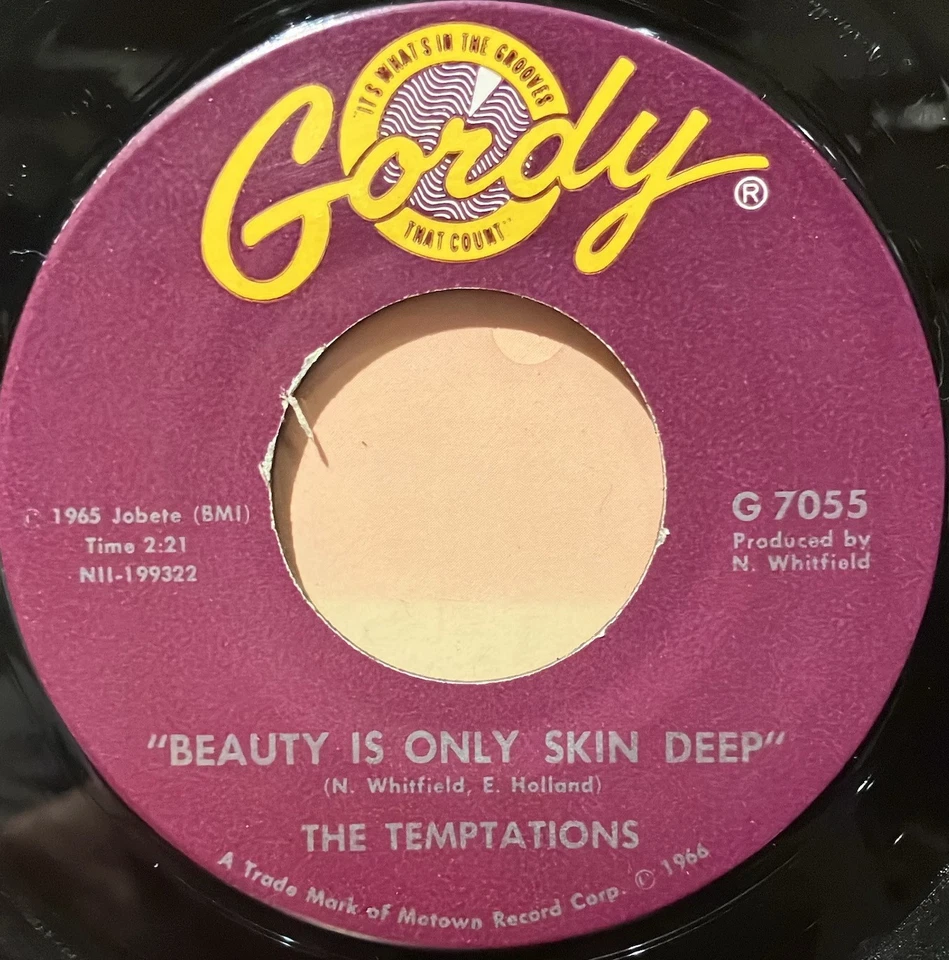 TEMPTATIONS beauty is only skin deep U.S. GORDY 45rpm with RARE PICTURE SLEEVE - Image 2 of 3