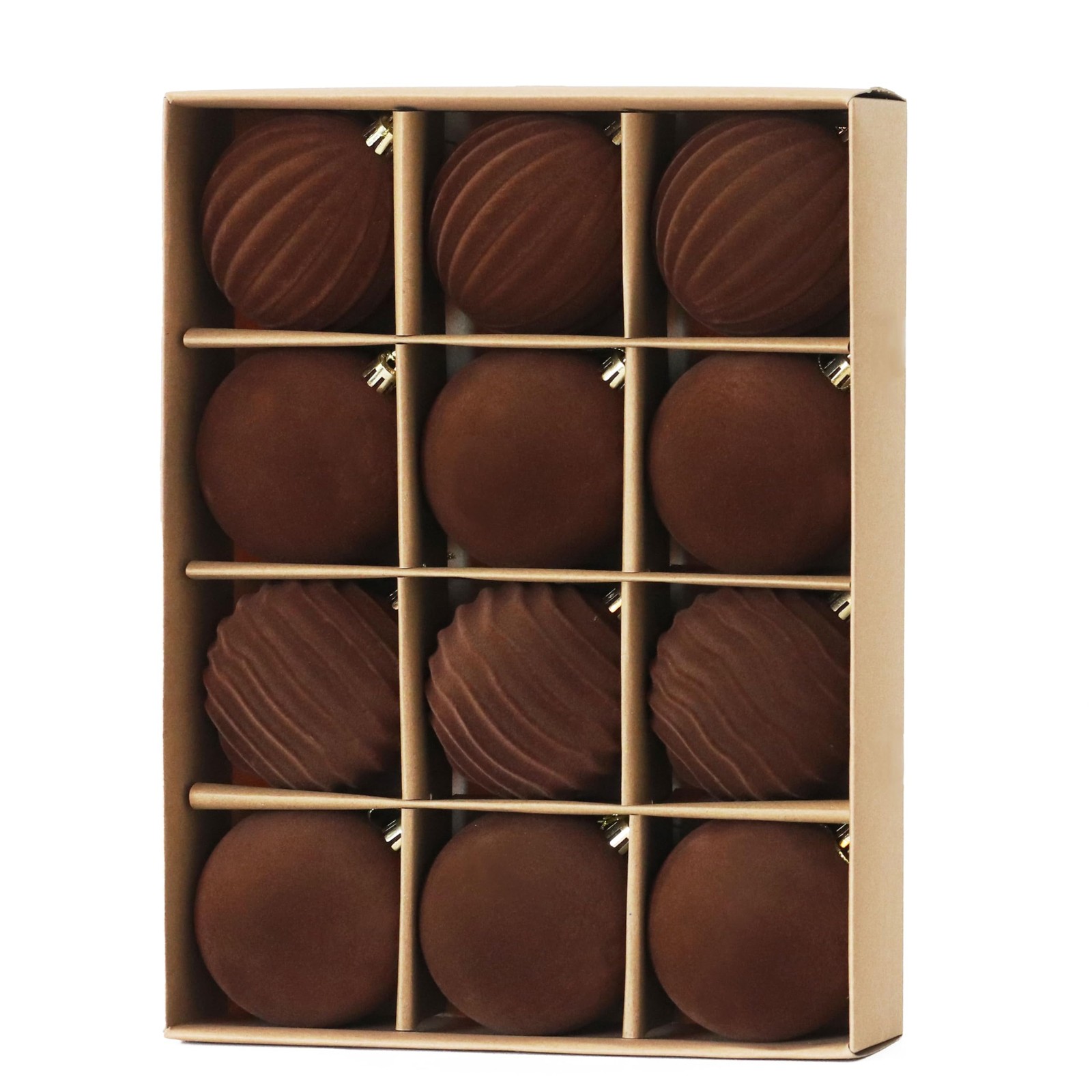 2024 Velvet Christmas Ornament Balls Set - 12PCS Multicolor Xmas Decor