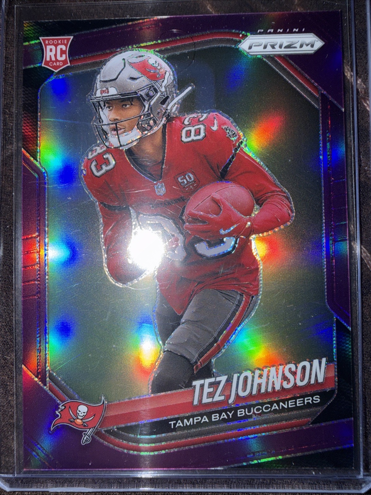 TEZ JOHNSON 2025 Panini Prizm #381 Rookie Purple Prizm /125 Buccaneers
