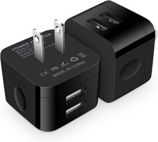 USB Wall Charger,Usb Plug,2Pack Flat USBA Charger Block Charging Low Profile