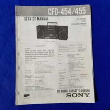 SONY CFD-454 CFD-455 Service Manual Original Paper OEM Repair Guide - USA