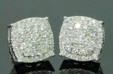 2Ct Round Cut Lab Created Diamond Cluster Stud Earrings 14K White Gold Plated