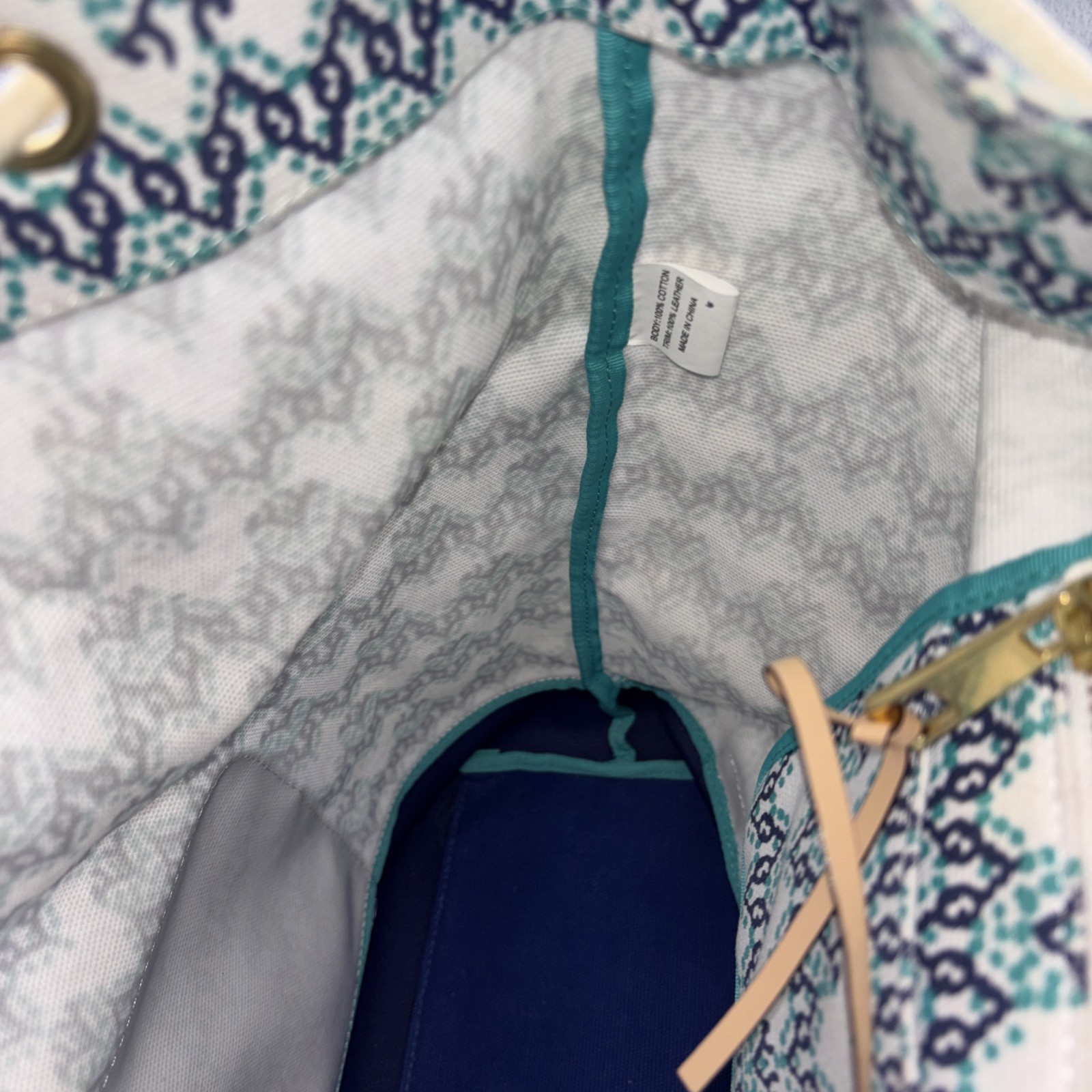 Vineyard Vines Cotton Drawstring Backpack Blue Te… - image 21