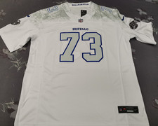 Dion Dawkins #73 Bills FUSE 2025 Rivalries White Sewn Stitched Jersey.