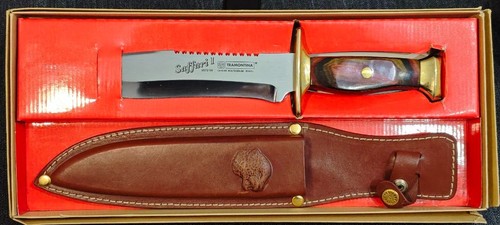Tramontina Saffari I Faca de Caça Bowie Caixa Original Bainha Brass Brazil 80s