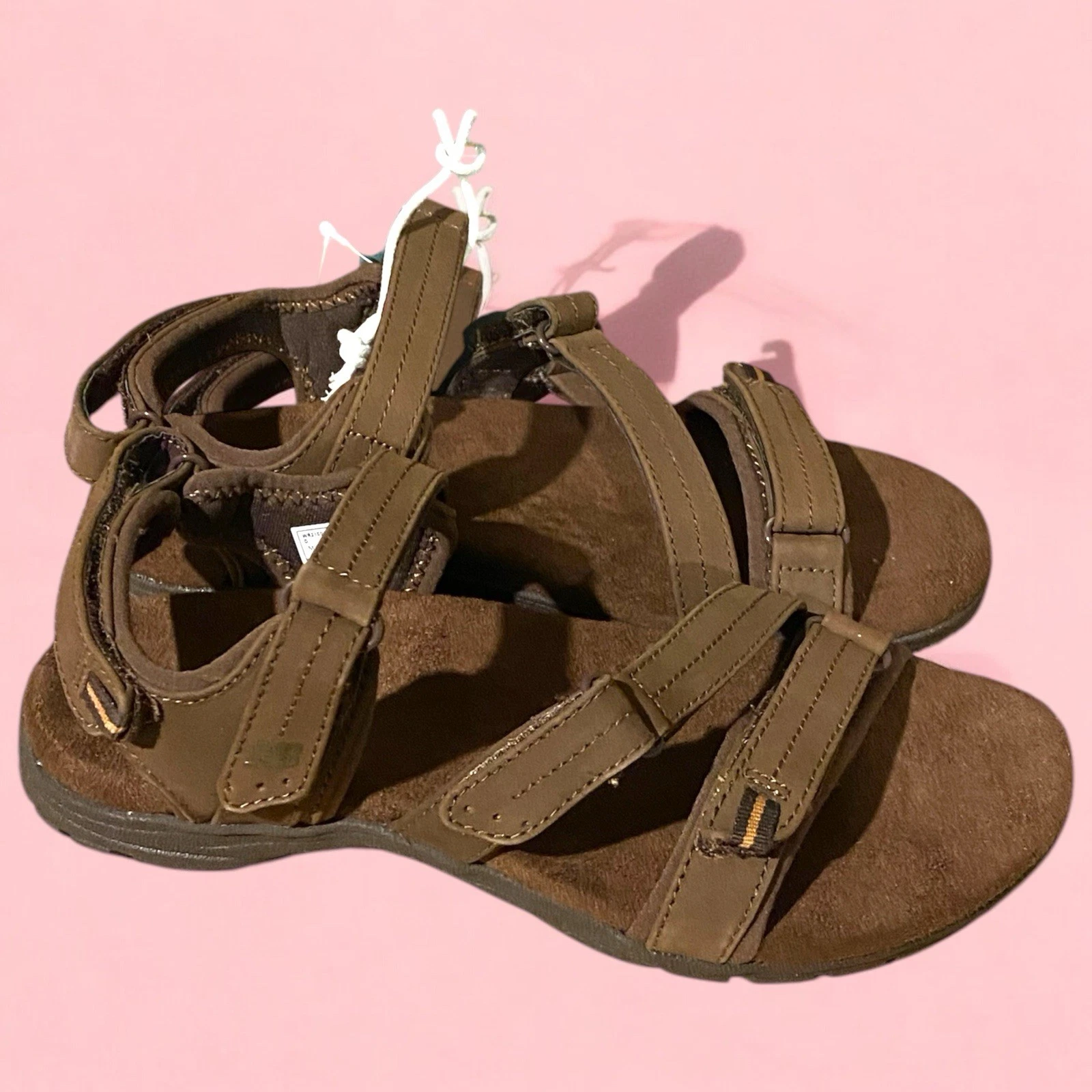 NUOVO New Balance Sandalo donna Maya in pelle marrone 6D senza scatola