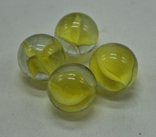 4 Marbles Cats Eyes Shooters / Boulders 1  , Yellow Color-Collectibles