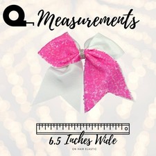 Sequin and White Cheer Hair Bow, Sequin Cheerleader Ponytail