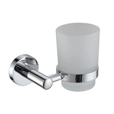 Showerdrape Chrome Stainless Steel Frosted Glass Wall Mounted Toothbrush Holder