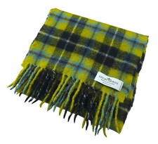 Lochcarron Wool Tartan Scarf Green Check Mens 23x155cm Made in Scotland