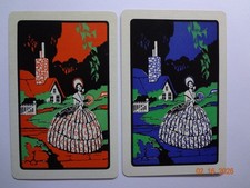 2 Genuine Playing Swap Cards "Art Deco Ladies White Dresses Pair, Vintage