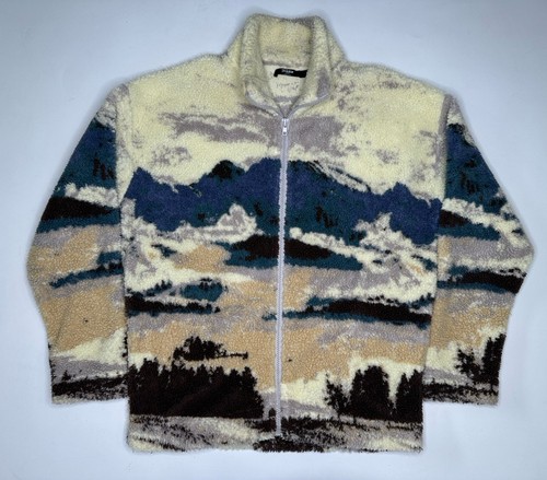 Jaded London High Pile Sherpa Fleece AOP Full Zip Jacket - M