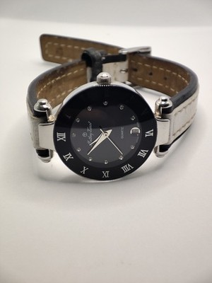 Stunning Mathey Tissot Women's Quartz Watch - Black Dial with Crystal Accents &