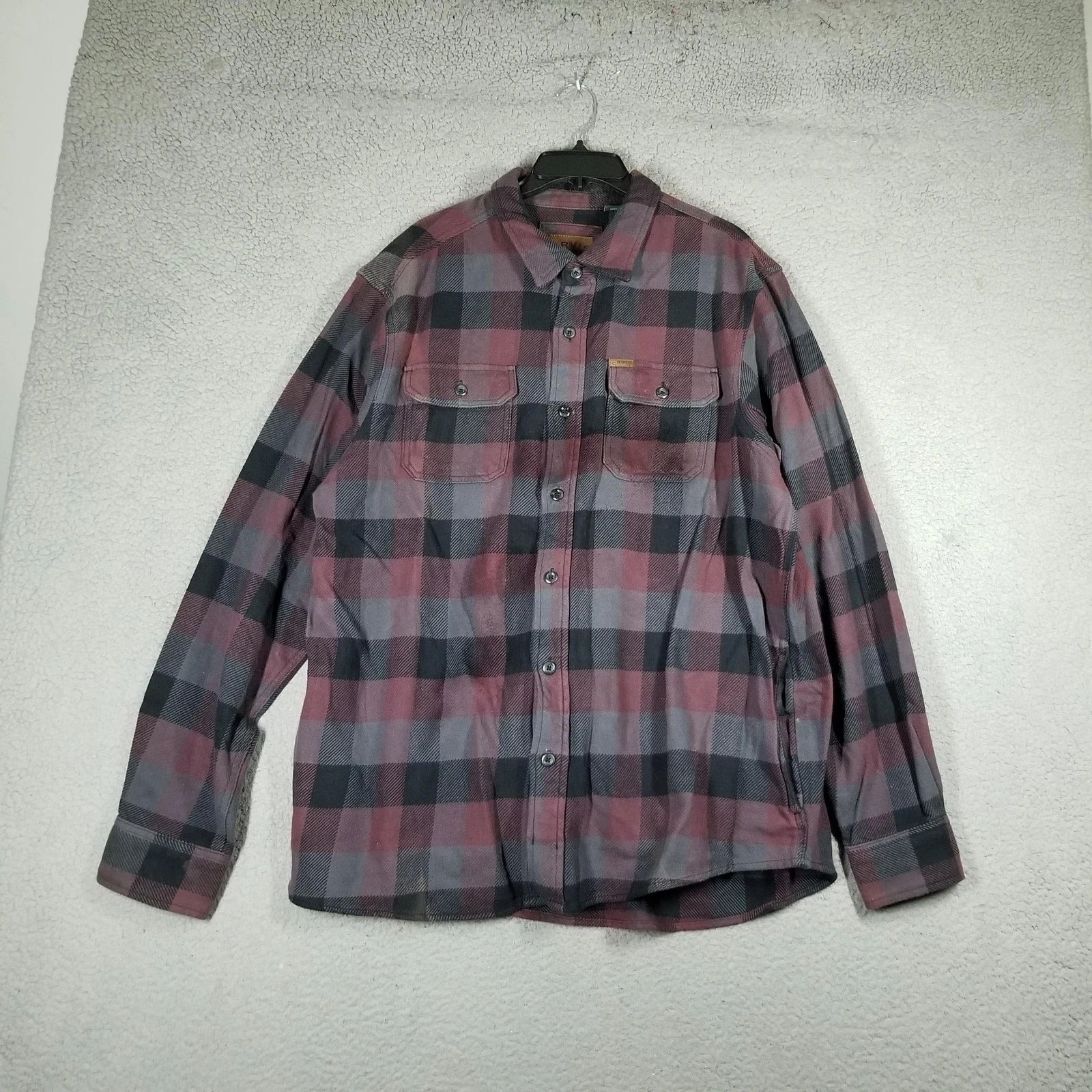 Orvis Shirt Mens XL Red Gray Black Plaid Flannel Button Down Long Sleeve Outdoor