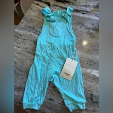 NWT Kyte Baby Robin Blue Bamboo Jersey Overalls - Size 6-12 Months