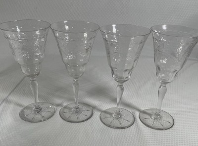 LIBBEY ROCK SHARPE 7.875'' Water Goblet HALIFAX Wine Glass Set Of 4