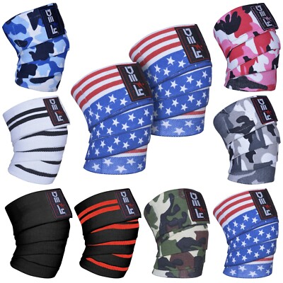 DEFY Weight Lifting Knee Wraps Training Fist Straps Power Lifter Gym Support 78''