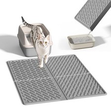 Pieviev Cat Litter Box Mat 31"x 24" Scratch Resistant Litter Trapping Mat Eas...