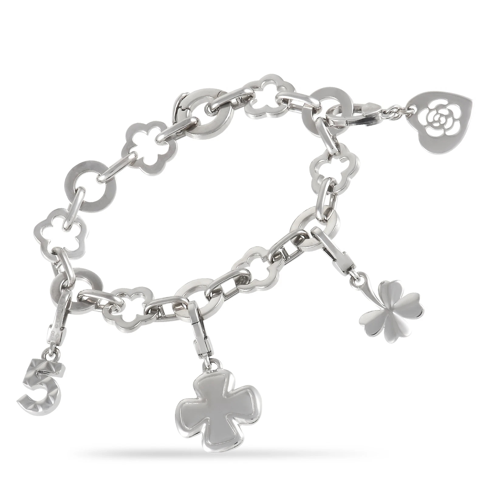 Chanel Camelia Bracciale Quattro Ciondoli Oro Bianco 18K CH02 042122
