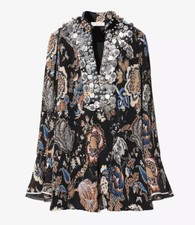 Tory Burch Dominique Tunic  4 Paisley Printed Embellished Holiday