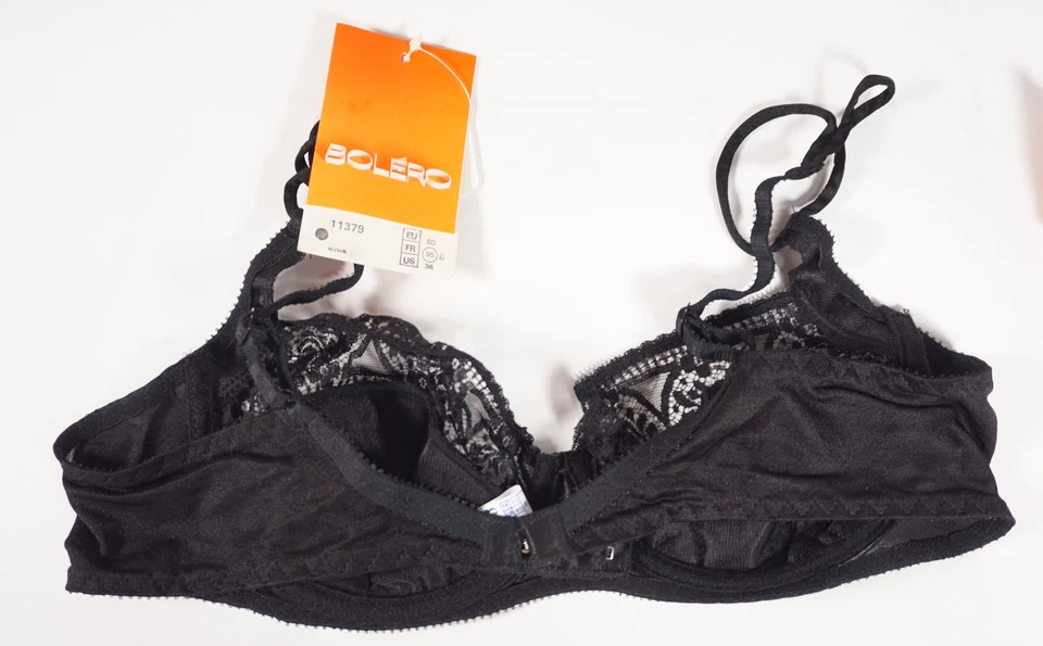 True Vintage Bolero France Femmes Soutien-Gorge 11379 Lingerie Noir Taille 80 De - Photo 4/4