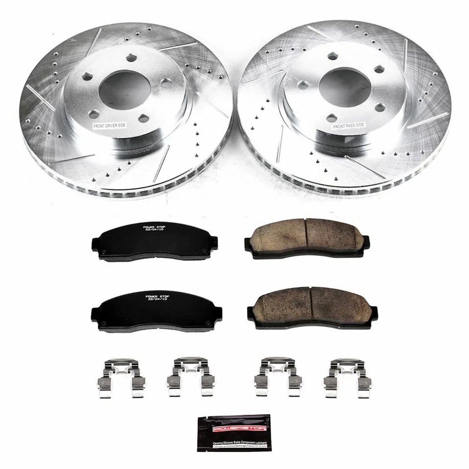 K1576 Powerstop Juego de 2 ruedas discos de freno y kits de pastillas delanteras para Chevy Saturn Vue Foto 3 de 3