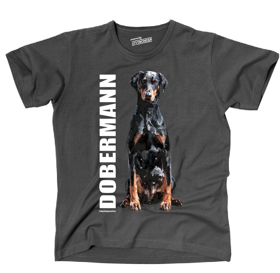 T-shirt Dobermann B&C - Couleur Noire, 100% Coton, Manches Courtes - Neuf Avec étiquettes, Fabriqué En France