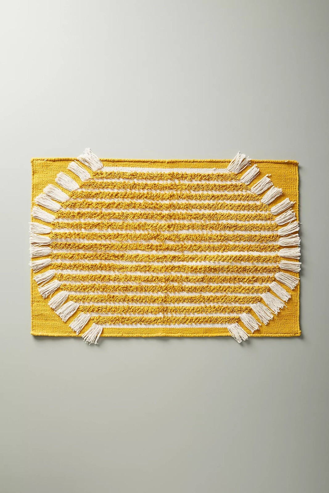 Anthropologie Brooklyn Cotton Bath Mat Yellow Maize Gold White 34” x 21