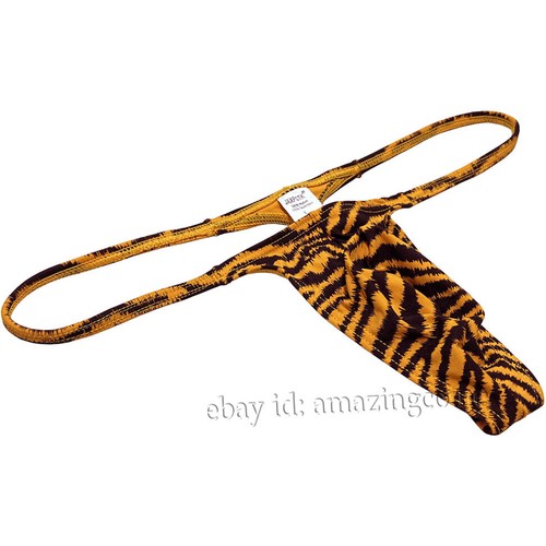 Men Tiger Stripe Micro Thong Underwear Posing T-back Slim Pouch G-string Tangas - Picture 3 of 6
