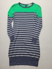 41 Hawthorn Women Dress Small Blue/Green Sweater Knee Length Striped Cotton