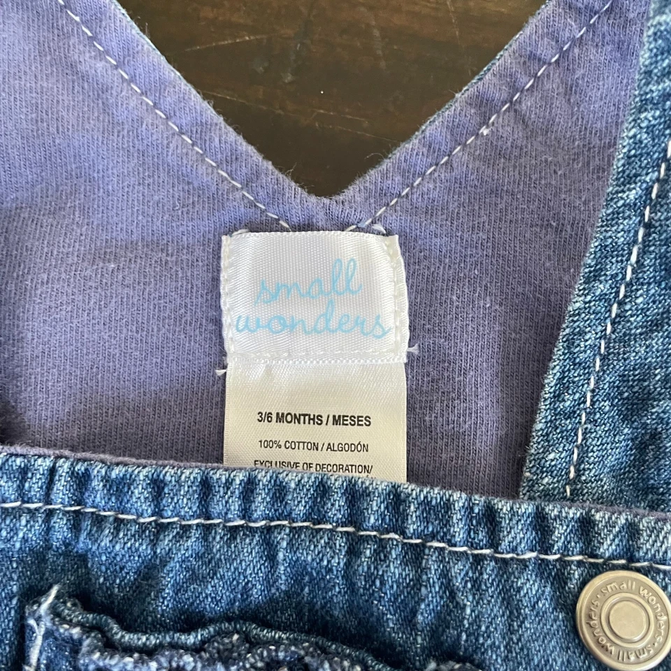 Infant Pink Dress & Denim Overall Dress With Bloomers Bundle 3-6 Months Old - Imagem 3 de 4