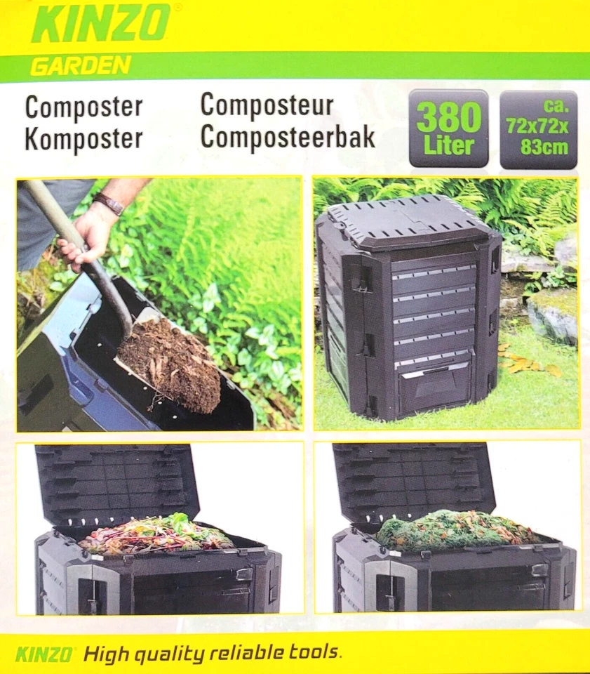 Komposter Kinzo Grouw schwarz 380 L 71,9X71,9X82,6 cm Kompostierungskübel B-Ware