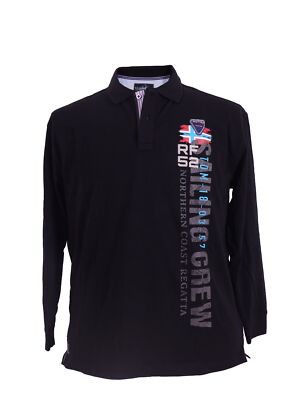 Pique Langarm Poloshirt mit Druck von Redfield schwarz