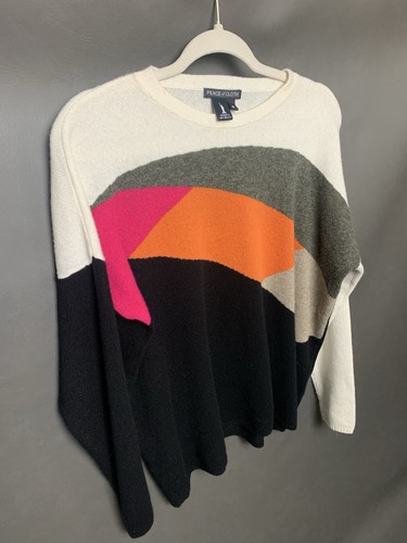 Peace of Cloth Color Block 100% Cashmere Sweater Boxy Oversized, Women's Medium - Picture 4 of 9