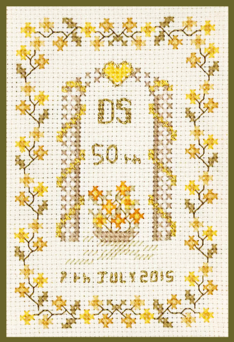 Mini Golden Anniversary Sampler (50 years) complete cross stitch kit on 14 aida