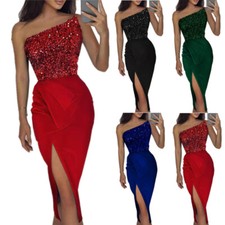 Women's Solid Color Temperament Sexy One Shoulder Zipper Beaded Split Skirt