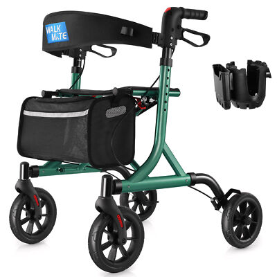 WALK MATE Rollator Walker with Seat for Seniors, 8 in Wheels Walker, Lightweight