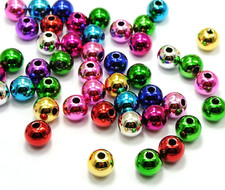 50 Shiny Mixed Metallic Colour Acrylic Christmas Round Beads 12mm 1/2" Smooth