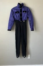VTG Nils Snowsuit with Stirrups / Black & Purple / SZ 8