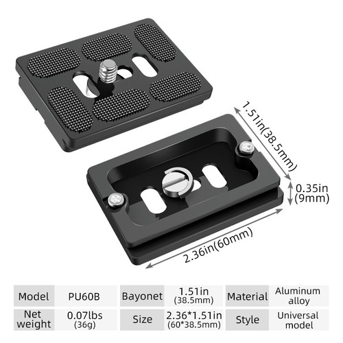 BEXIN 38.5mm Quick Release Plate Camera Mounting Plate for Arca Swiss Ball Head  - Picture 8 of 13