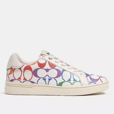 Women's Coach Clip Low Top Sneaker In Rainbow Signature Canvas